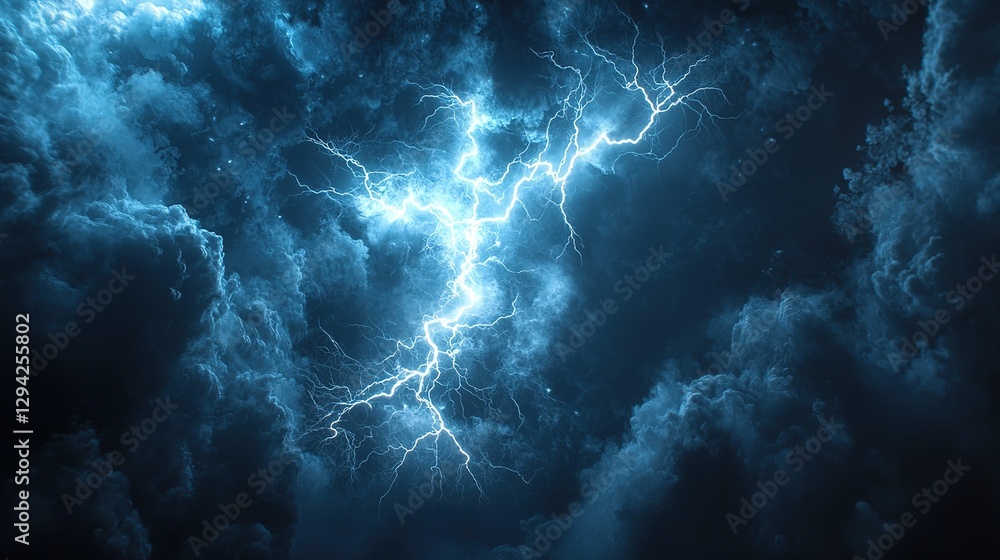 Obraz premium realistic lightning on pure black background, 8k image