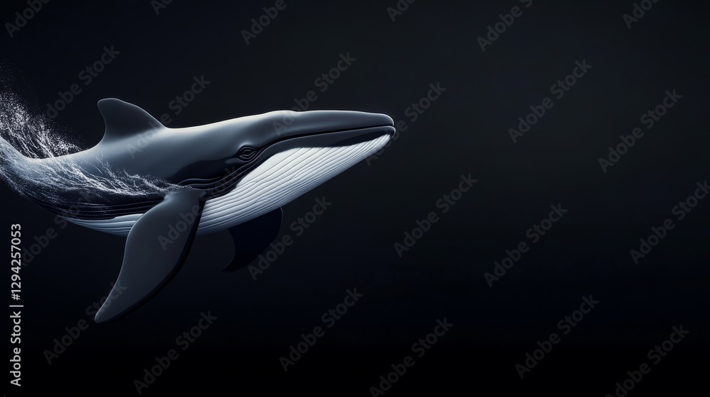 Majestic Whale Gliding Through Dark Waters in Natural Habitat Majestic Whale Gliding Through Dark Waters in Natural Habitat