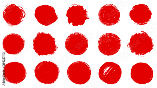 Red ink blot dirt splatter dry brush stroke silhouette. Grunge box frame set, dripping drops, torn paper, graffiti elements isolated.