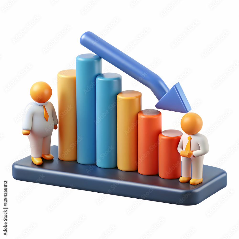 Dynamic Graphic Design: Dropping Interest Rate Bar Chart Illustrating Nervous Investors and Financial Uncertainty - Stock Photo Concept with Empty Space Dynamic Graphic Design: Dropping Interest Rate Bar Chart Illustrating Nervous Investors and Financial Uncertainty - Stock Photo Concept with Empty Space