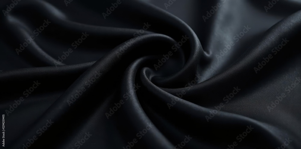 Fototapeta premium Luxurious black silk, subtle sheen, smooth surface, silk, product display