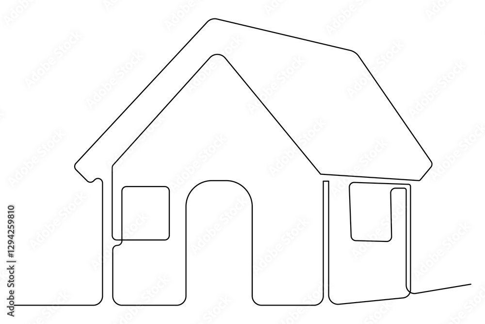 Continuous one line drawing House concept art illustration of white background
Continuous one line drawing House concept art illustration of white background