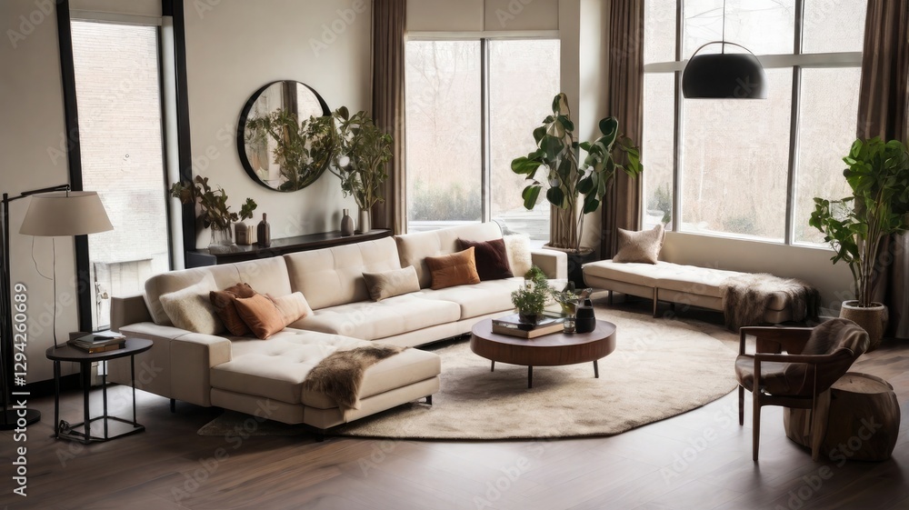 Top down picture of a living room in a modern home Top down picture of a living room in a modern home