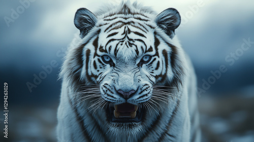 Tigre blanco rugiendo
