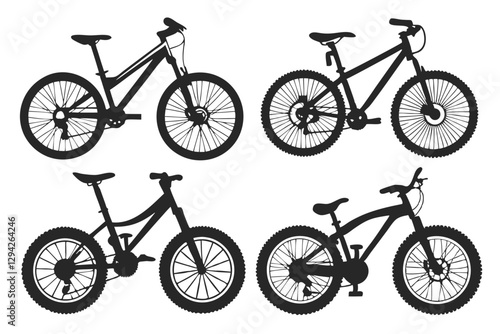 set of Mountain bike silhouette vector illustration
