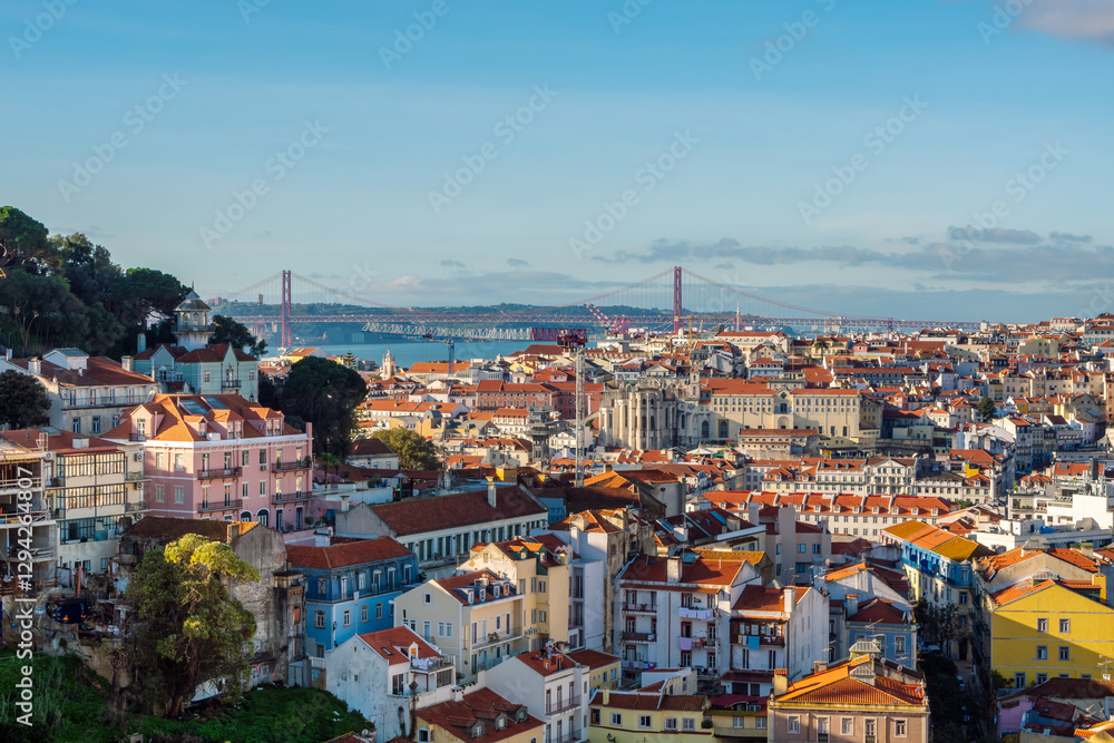 Fototapeta premium Panoramic view of Lisbon from the Miradouro da Graça viewpoint.
