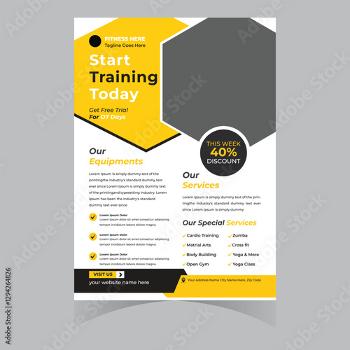 Gym and fitness workout flyer bodybuilding sport athletic flyer template design poster brochure banner elegant 