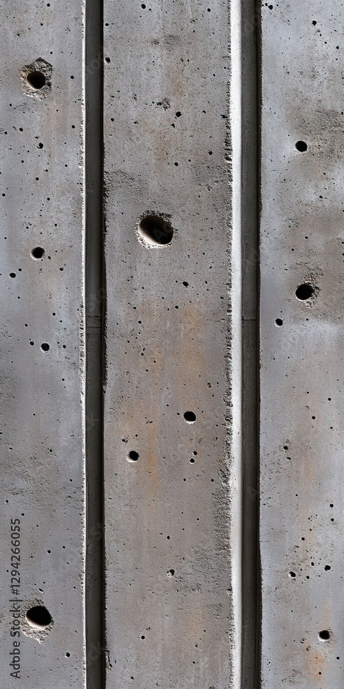 A close-up of a textured concrete surface featuring vertical grooves and several small holes, showcasing the raw nature of industrial materials. A close-up of a textured concrete surface featuring vertical grooves and several small holes, showcasing the raw nature of industrial materials.