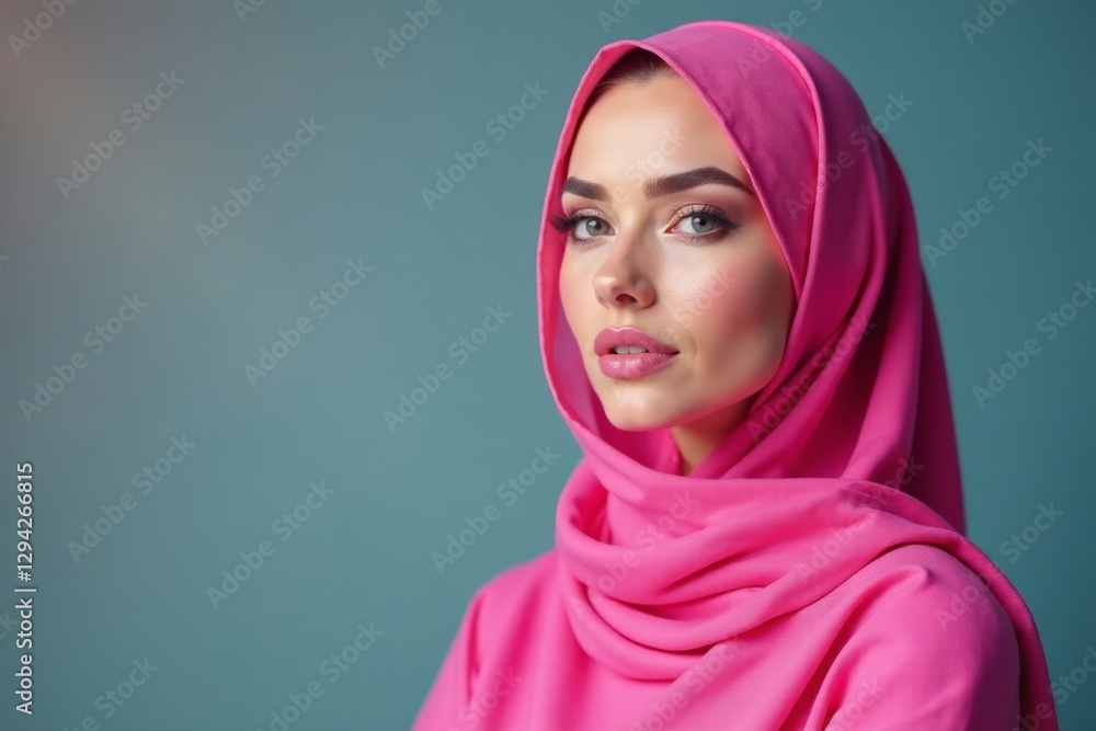 Abaya-clad woman with pink lips and flawless makeup, beauty, abaya Abaya-clad woman with pink lips and flawless makeup, beauty, abaya