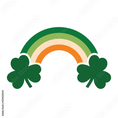 St. Patrick's Day Shamrocks and Rainbow Illustration