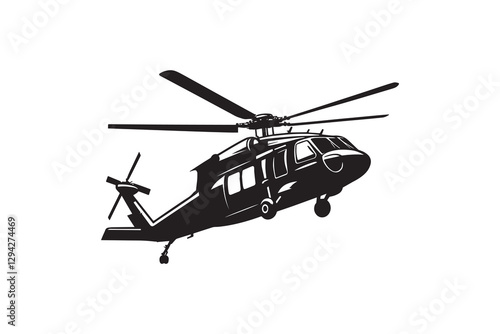 Helicopter silhouette with white background