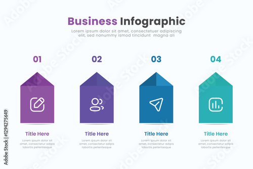 Business infographic template design. Timeline concept with 4 steps. Can be used for presentations, workflow layout, diagram, banner, web design, Vector illustration.