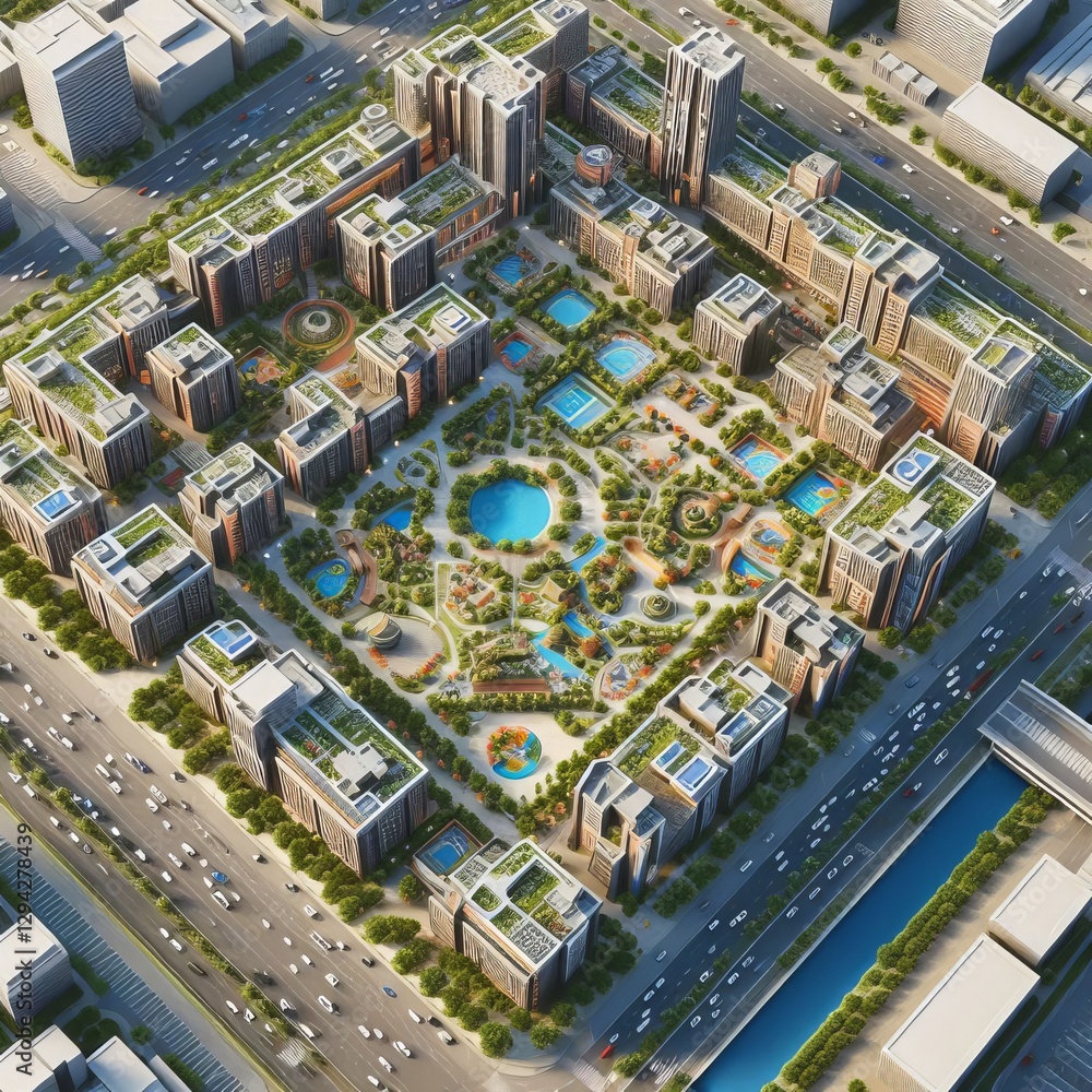 Obraz premium Spread across multiple buildings or zones resembling a campus In