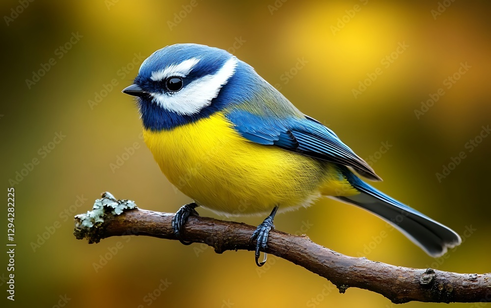 Colorful bird perched on branch, autumnal background, nature photo, wildlife subject Colorful bird perched on branch, autumnal background, nature photo, wildlife subject