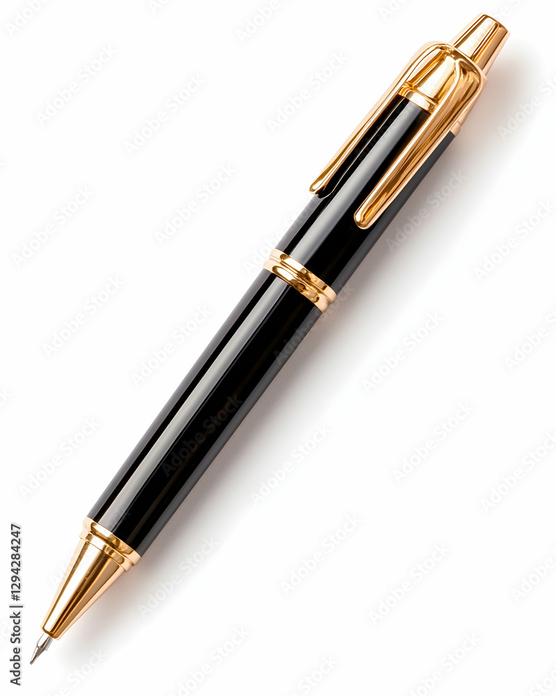 Black and Gold Pen Isolated on White Background Black and Gold Pen Isolated on White Background