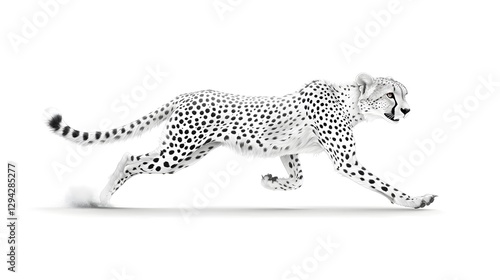 Cheetah Sprinting at Full Speed Depicted in a Minimalist Ink Sketch Style to Emphasize the Animal s Velocity and Dynamic Movement