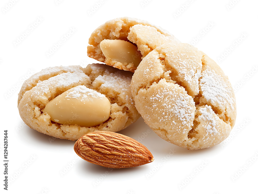 Almond Cookies: A mouthwatering image of freshly baked almond cookies, each topped with a whole almond, inviting indulgence. The close-up showcases the perfect texture and enticing golden color Almond Cookies: A mouthwatering image of freshly baked almond cookies, each topped with a whole almond, inviting indulgence. The close-up showcases the perfect texture and enticing golden color