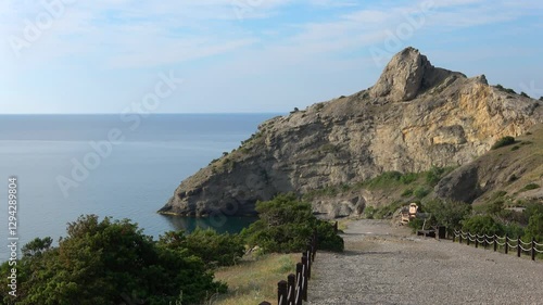 Sunny May day at the Cape Kapchik. Crimea, New Svit