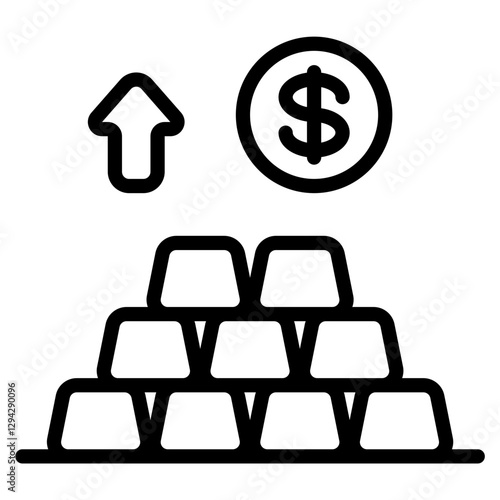 gold growth line icon
