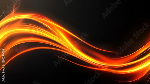 Wallpaper Mural Abstract Orange Glowing Waves on Black Background Torontodigital.ca