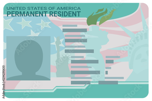 Green card, USA Permanent Resident Card (cut out,flat design)
