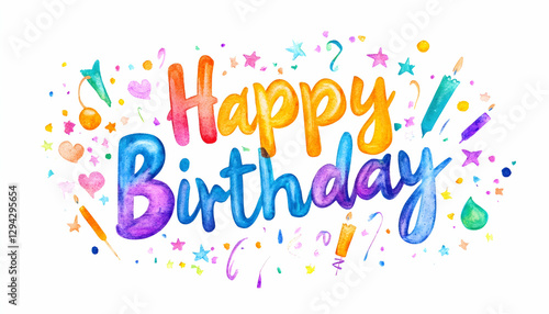 Colorful Watercolor Happy Birthday Celebration Design