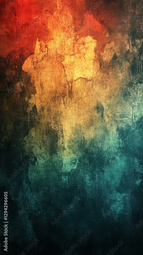 Colorful texture blending warm and cool tones with abstract patterns on worn wall surfaces Colorful texture blending warm and cool tones with abstract patterns on worn wall surfaces