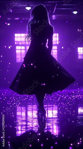 Wallpaper Mural Girl on Stage in Dress under Purple Lights Torontodigital.ca