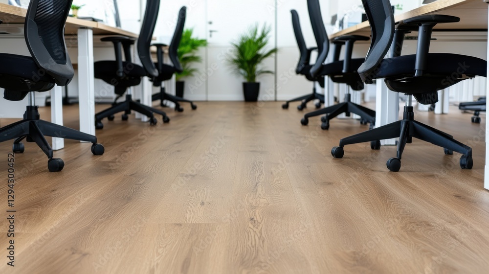 Fototapeta premium Light Oak Wood Floor Office Interior Design