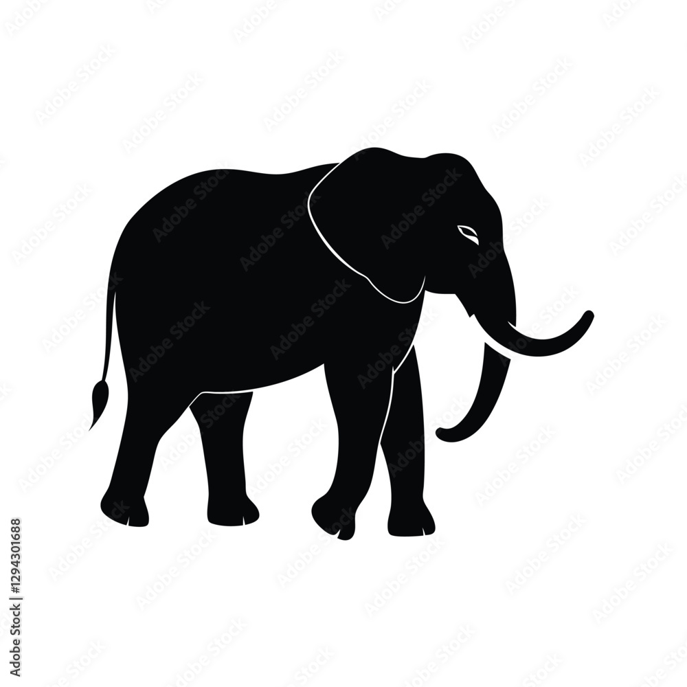 Fototapeta premium Minimalist Elephant Silhouette Vector Art and Black Color Design Illustration
