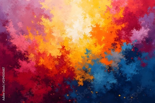 Vibrant Abstract Painting with Bold Colors and Textured Patterns