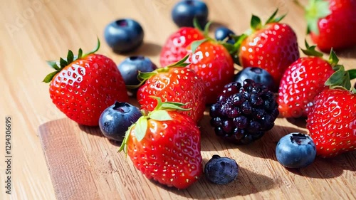 fresh strawberries and blueberries