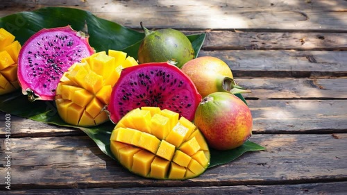 Vibrant Fruits on Wooden Table