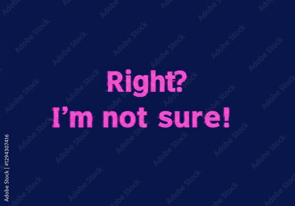 Fototapeta premium Colorful glitch art with uncertainty message on dark background