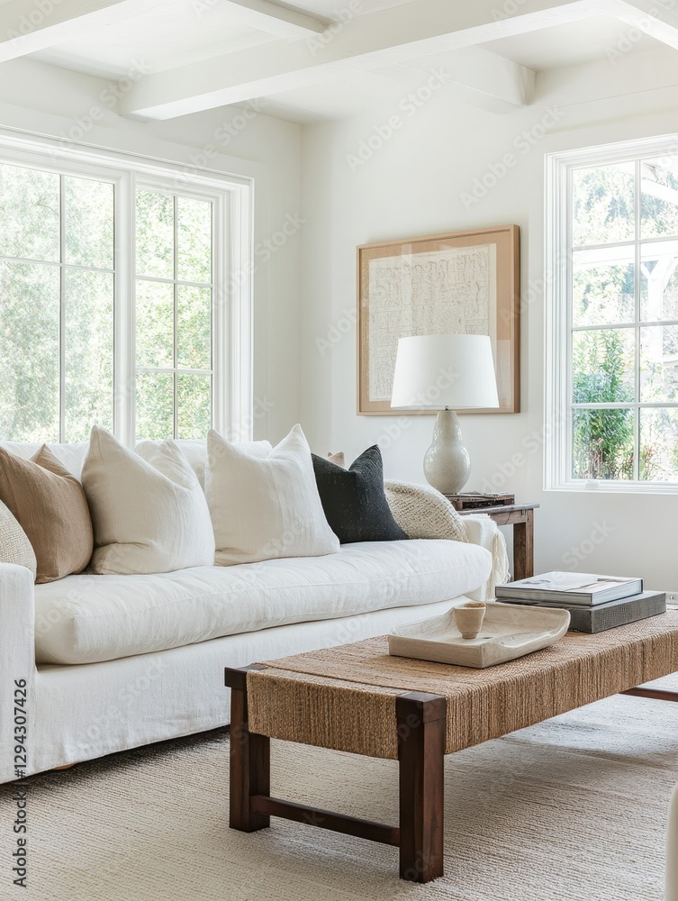 Fototapeta premium This is a bright and airy living room space