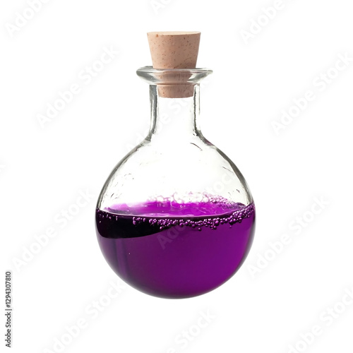 Purple Potion in Glass Flask ,transparent background