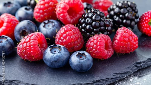 blueberries and raspberries