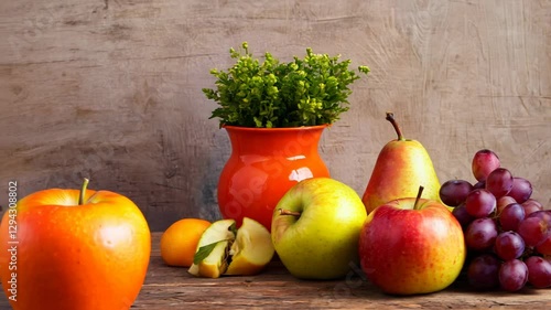 still life with fruits and vegetables