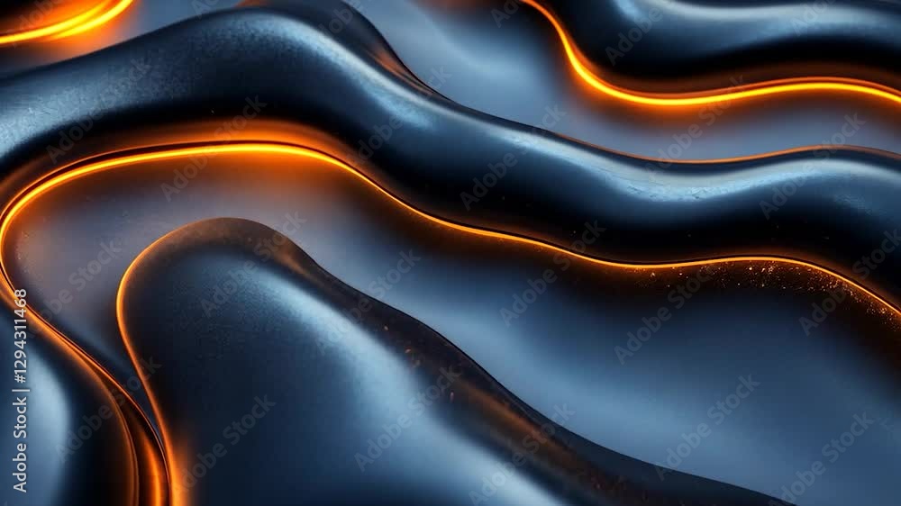 Abstract waves with glowing orange lines flowing over a dark surface, creating a dynamic visual effect Abstract waves with glowing orange lines flowing over a dark surface, creating a dynamic visual effect