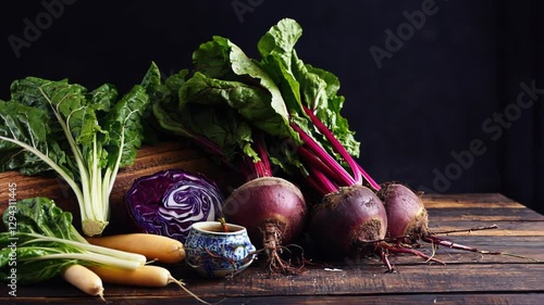 vegetables on a wooden table