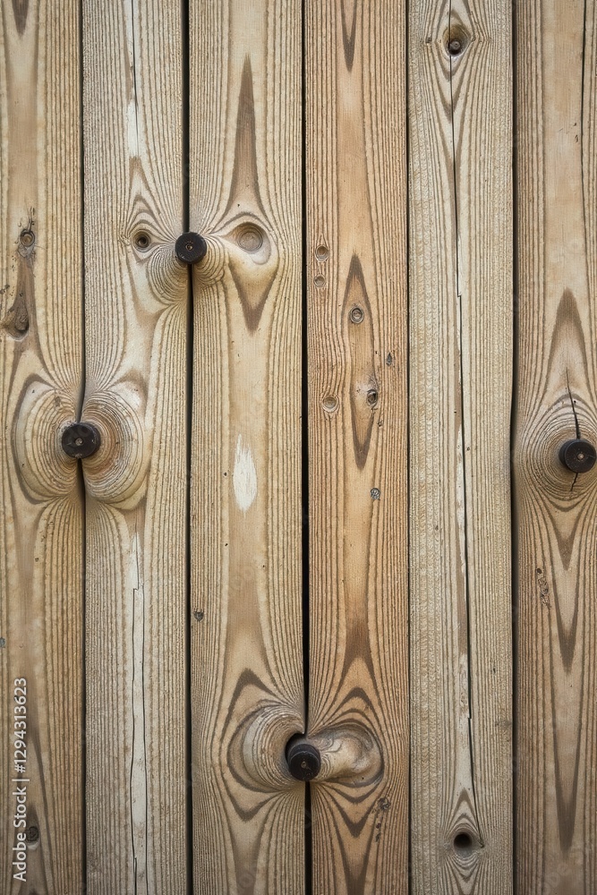 Intricate Wood Grain Patterns on a Weathered Planked Surface with Knots and Natural Imperfections