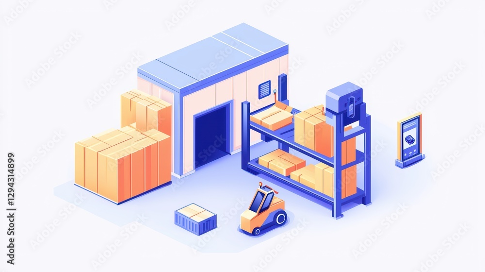 Futuristic Automated Production Line in Chaotic Warehouse Setting Futuristic Automated Production Line in Chaotic Warehouse Setting