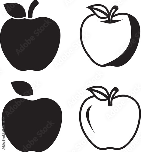 apple icon design, apple thin line design vector