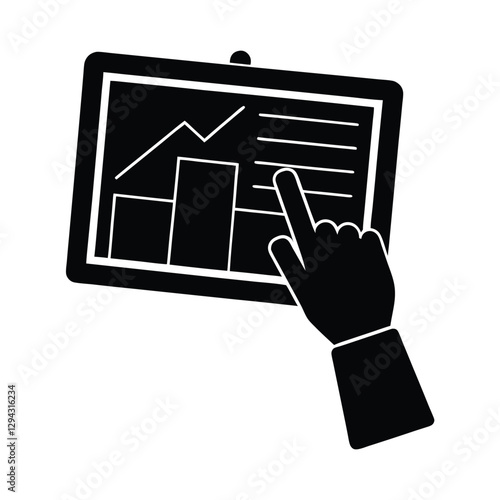 Precise hand pointing at interactive touchscreen chart during briefing