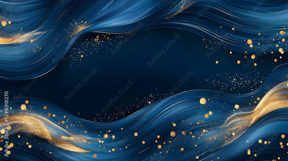 Captivating Fluid Waves of Navy and Gold with Shimmering Accents Elegant and Refined Abstract Background with Graceful Cascading Patterns and Luminous Metallic Touches Captivating Fluid Waves of Navy and Gold with Shimmering Accents Elegant and Refined Abstract Background with Graceful Cascading Patterns and Luminous Metallic Touches