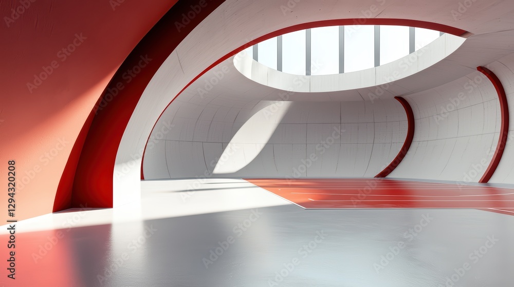 Fototapeta premium Modern Futuristic Sports Arena Interior with Unique Architectural Design