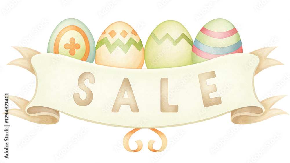 Fototapeta premium Pastel Easter Eggs Sale Banner