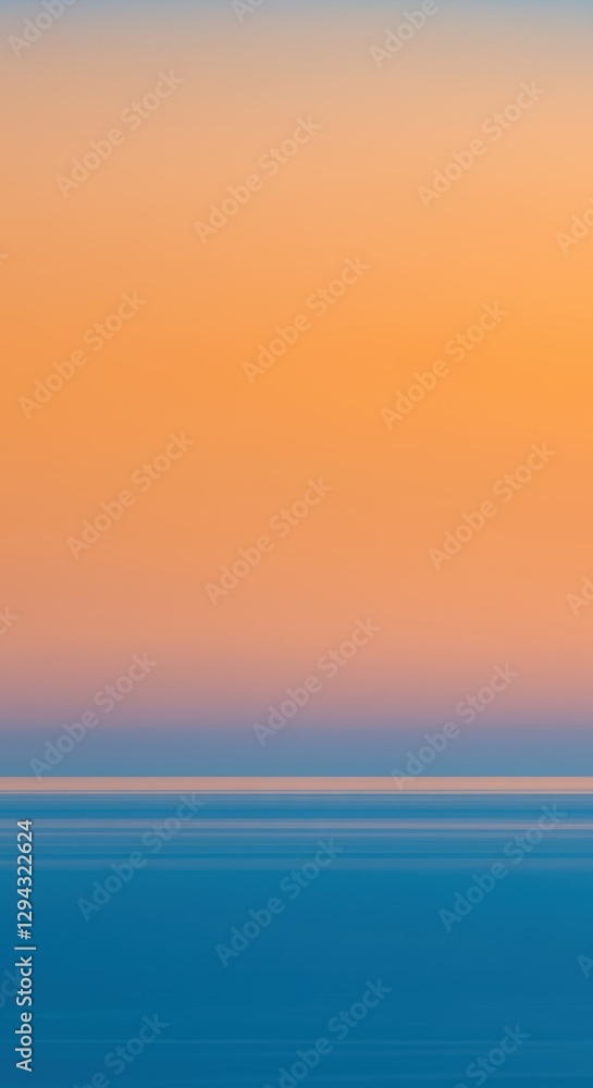 Tranquil sea at sunset with vibrant gradient sky and calm reflections Tranquil sea at sunset with vibrant gradient sky and calm reflections