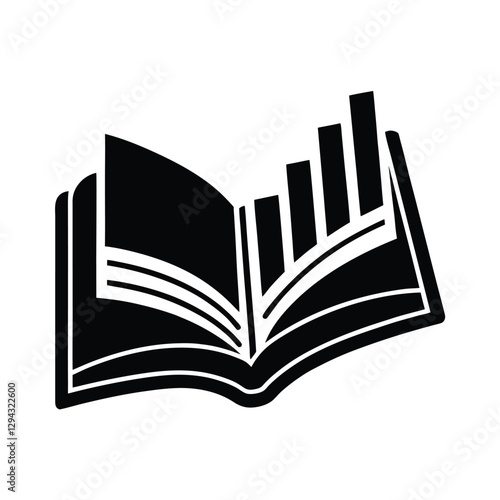 Detailed open book silhouette featuring financial charts for comprehensive business analysis