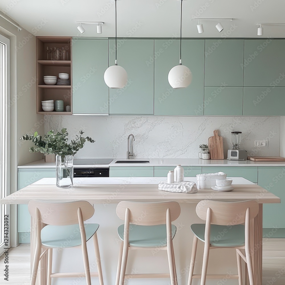 This is an image of a modern mint kitchen This is an image of a modern mint kitchen